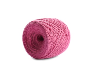 Photo of Clew of color knitting thread on white background