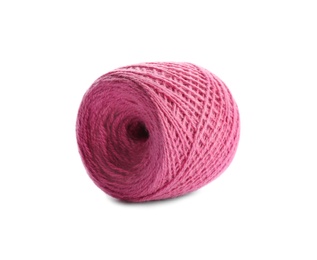 Clew of color knitting thread on white background