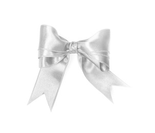 White satin ribbon bow isolated on white