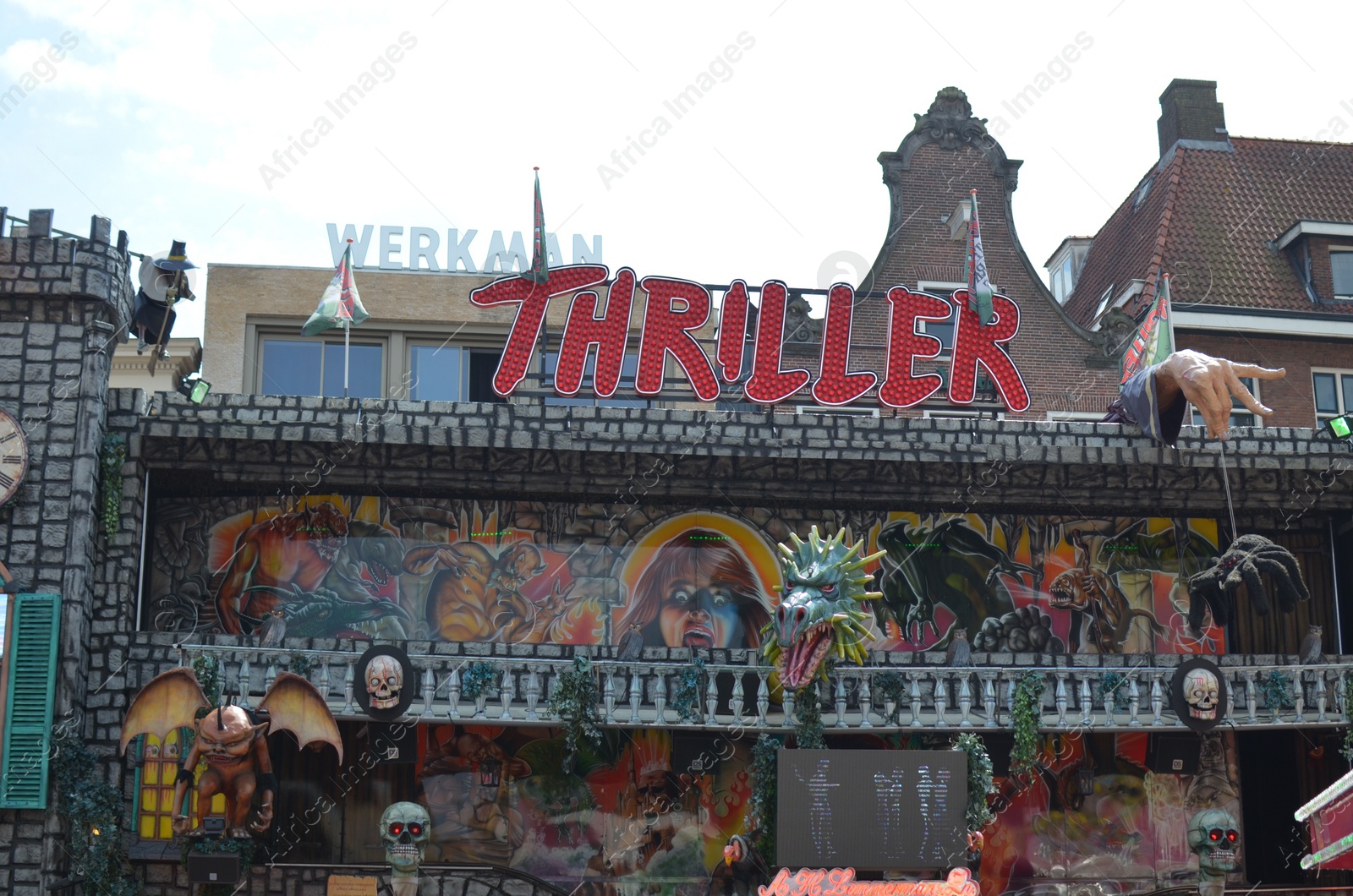 Photo of Netherlands, Groningen - May 18, 2022: Attraction Thriller with figures from horrors in amusement park