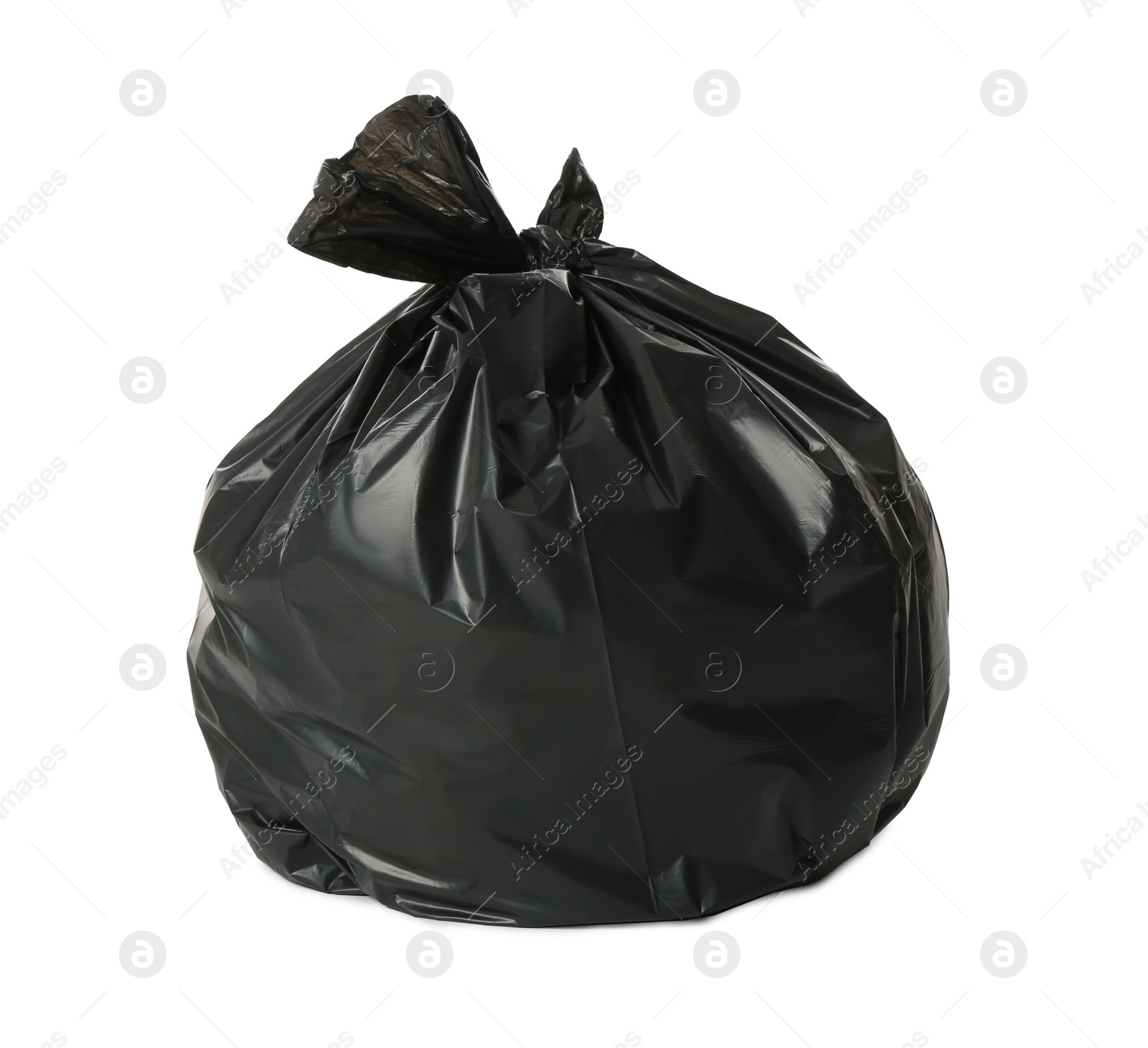 Photo of Trash bag full of garbage isolated on white