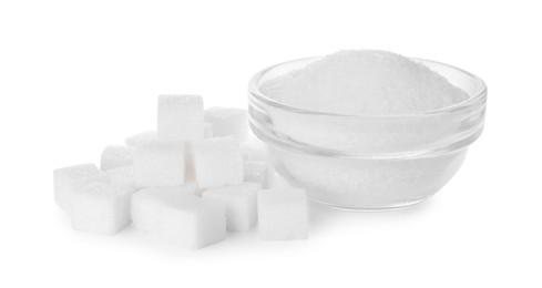 Different types of sugar isolated on white