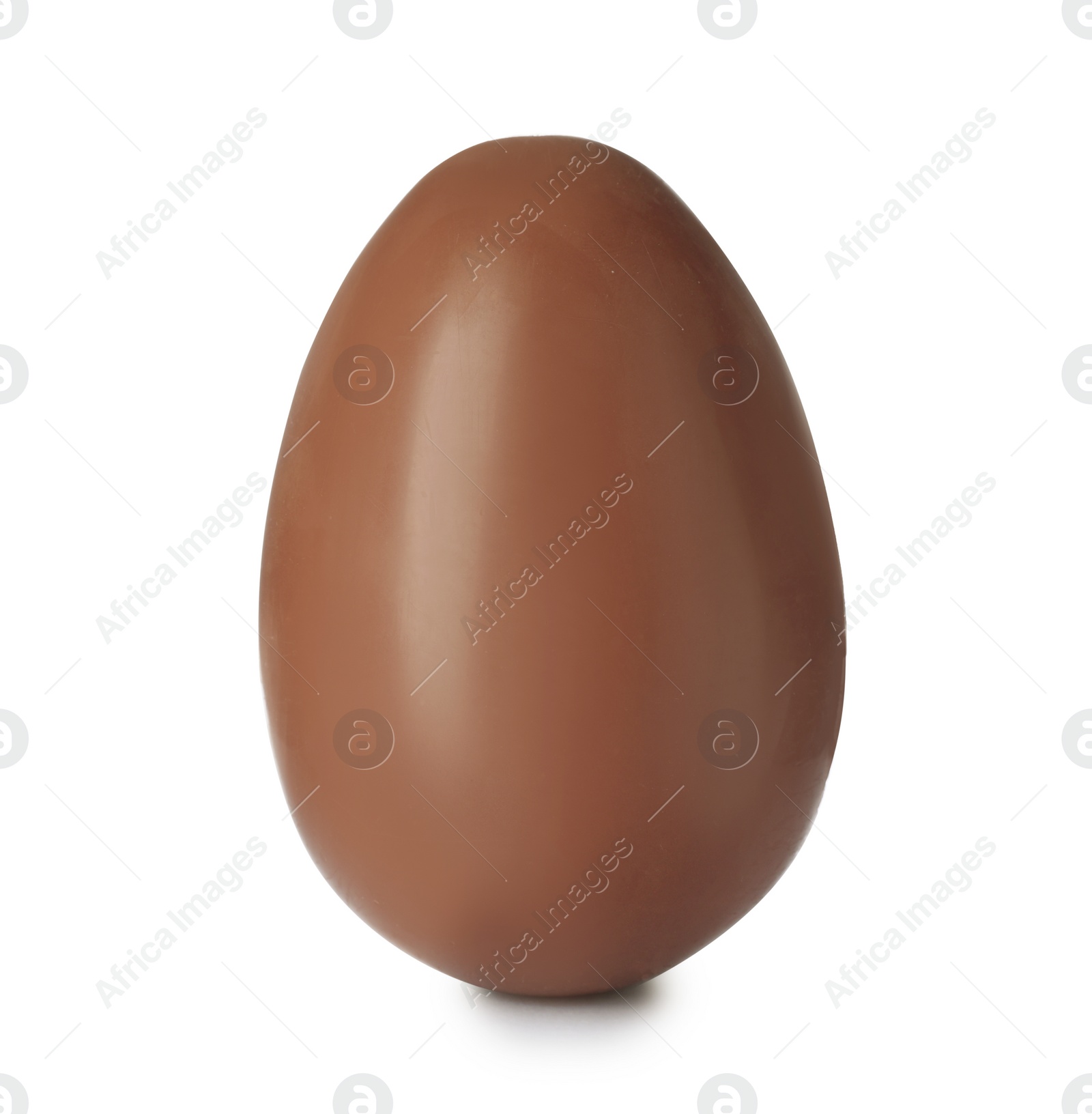 Photo of Tasty chocolate Easter egg on white background