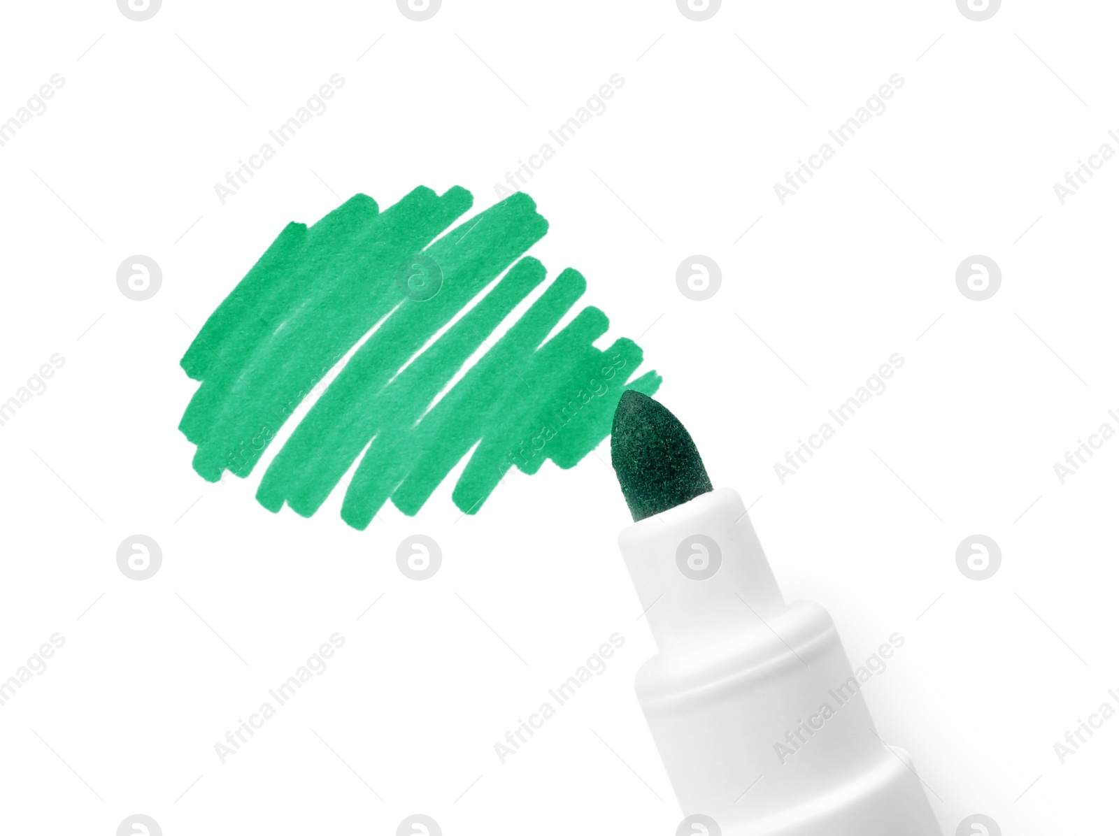 Photo of Stroke drawn with turquoise marker isolated on white, top view