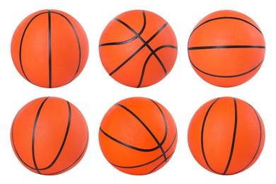 Basketball ball isolated on white, different sides