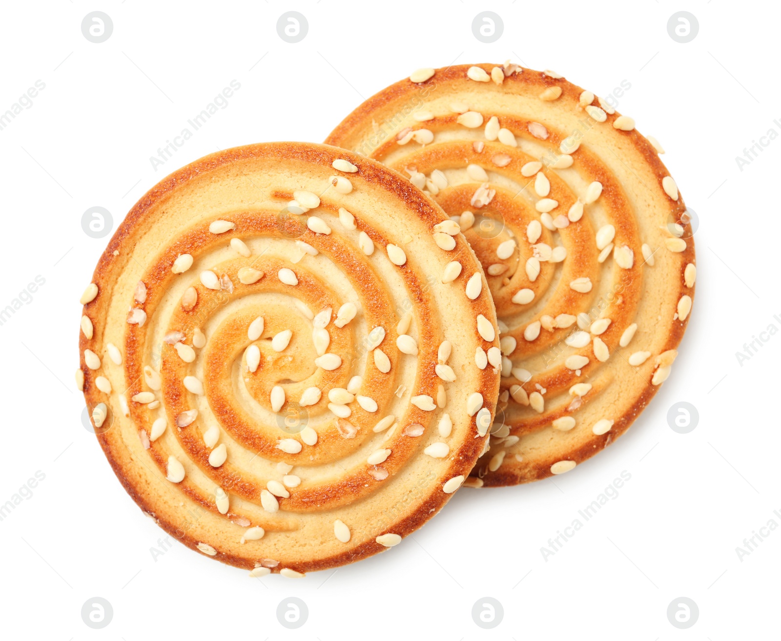 Photo of Grain cereal cookies on white background. Healthy snack