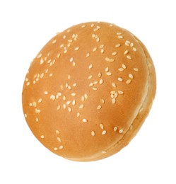 One fresh burger bun isolated on white