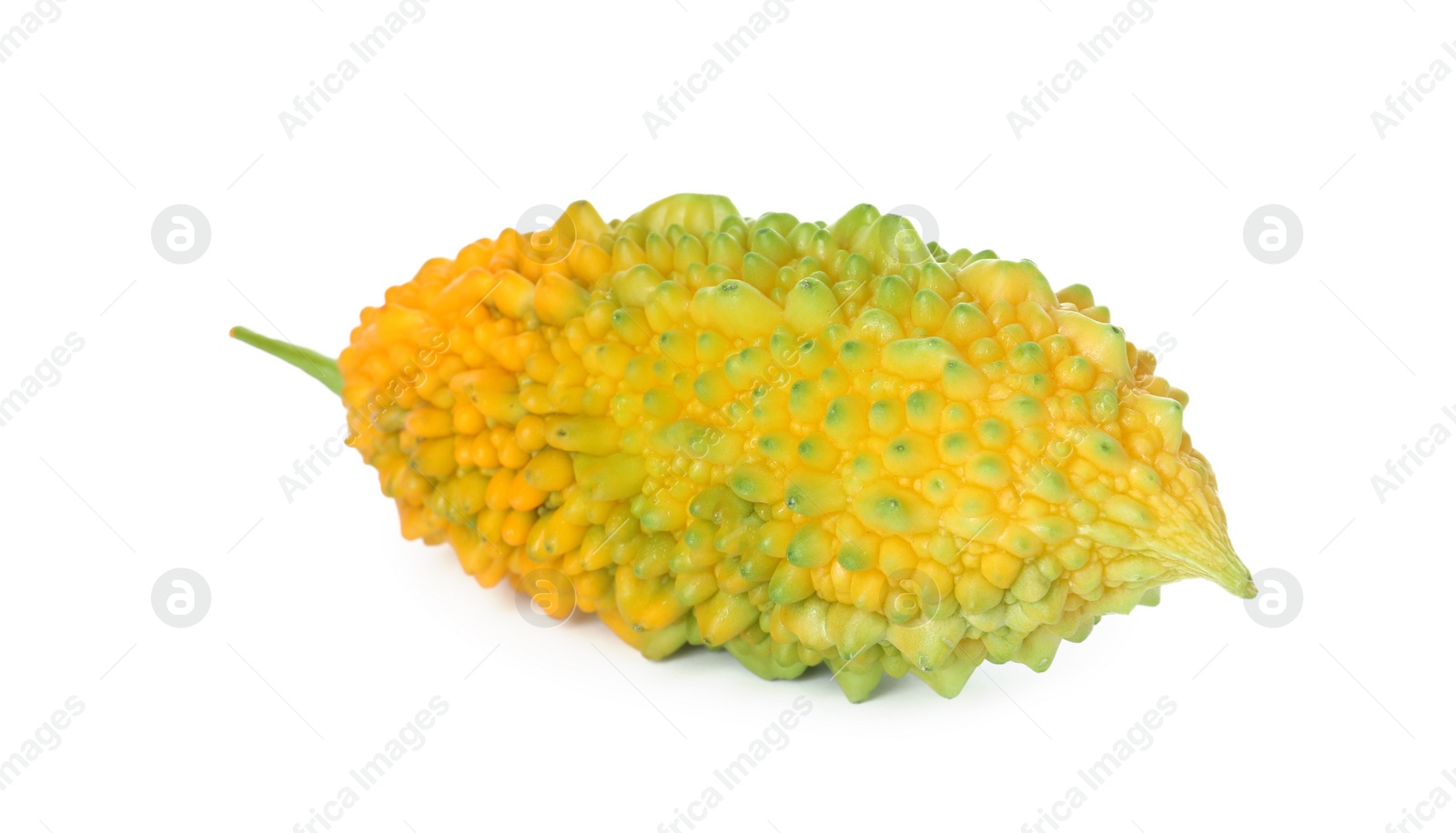 Photo of Fresh ripe bitter melon on white background