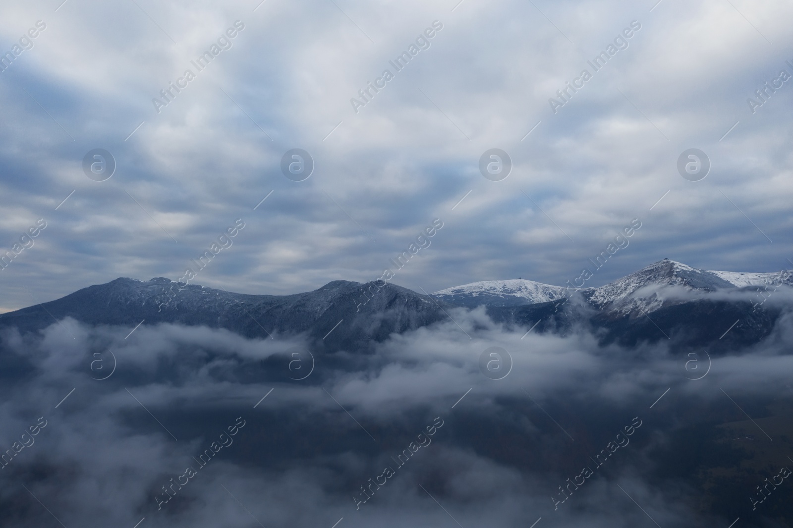 Image of Beautiful view of blue sky over mountains