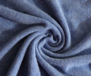 Beautiful blue fabric as background, top view