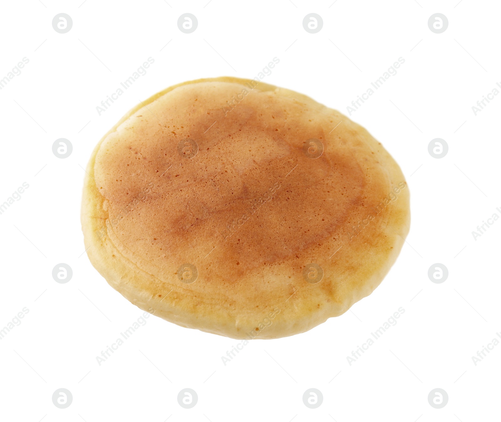 Photo of One fresh pancake isolated on white. Tasty breakfast