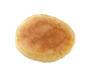 Photo of One fresh pancake isolated on white. Tasty breakfast