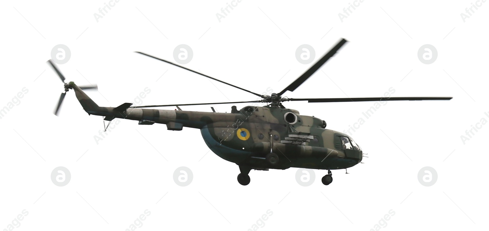 Image of Army helicopter isolated on white, banner design. Military machinery