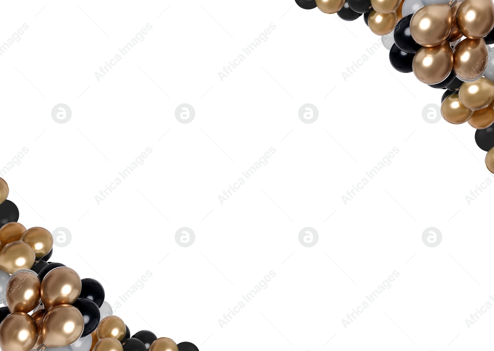 Image of Frame made of different color balloons on white background. Space for design