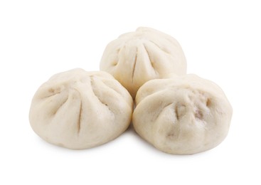 Delicious bao buns (baozi) isolated on white