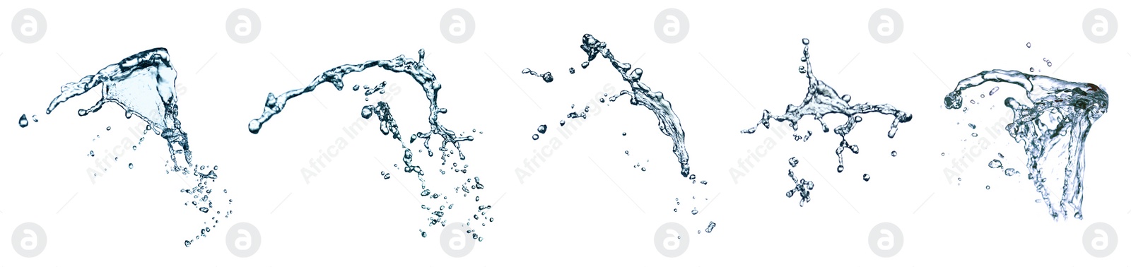 Image of Set with splashes of pure water on white background. Banner design