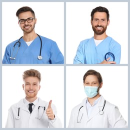 Image of Medical nurses on white background, set of photos