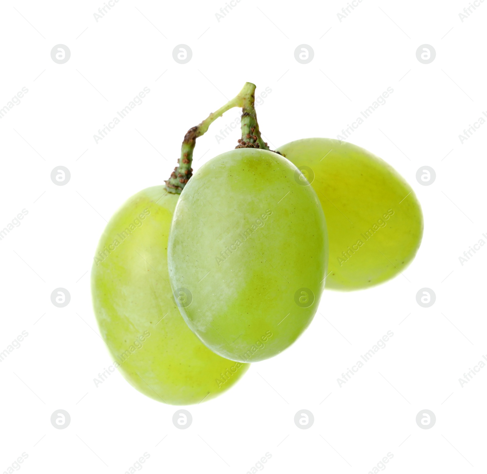 Photo of Delicious ripe green grapes isolated on white