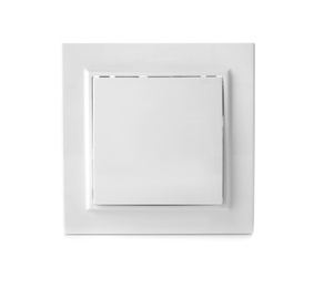 Photo of Light switch on white background. Electrician's equipment