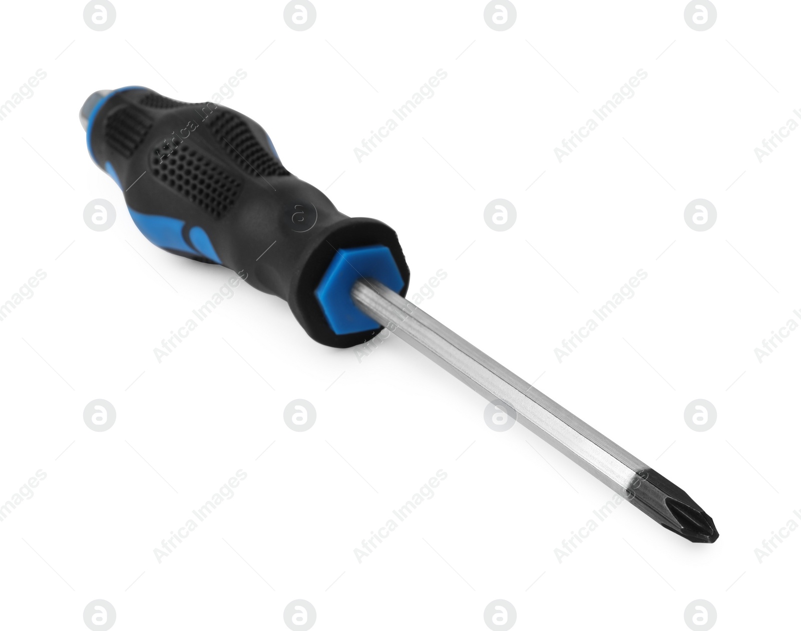 Photo of One screwdriver with color handle isolated on white