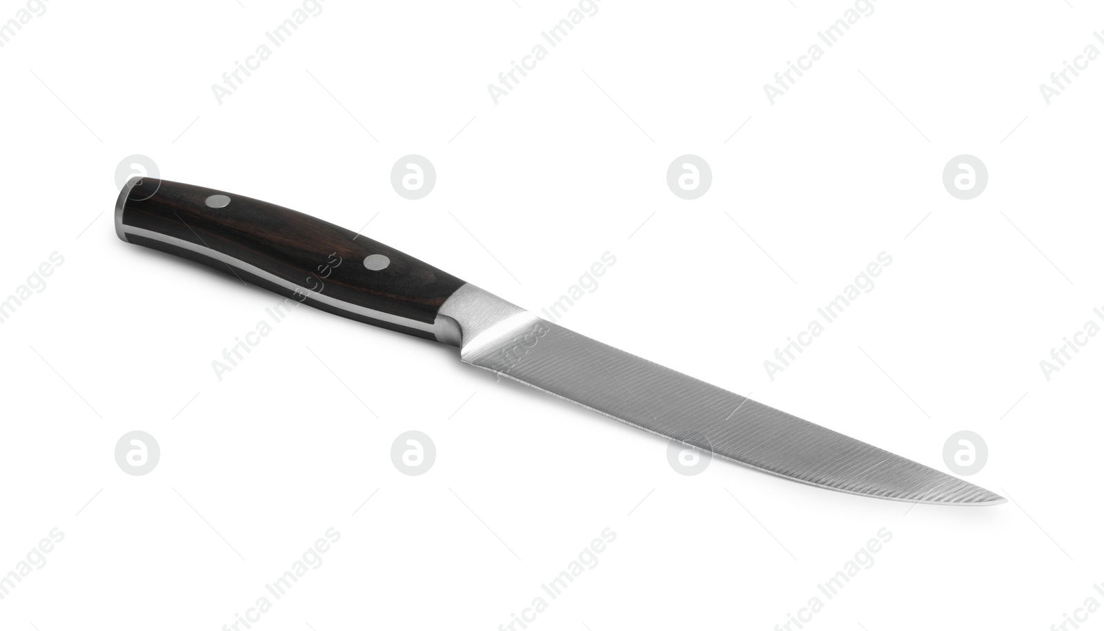 Photo of One knife with wooden handle isolated on white