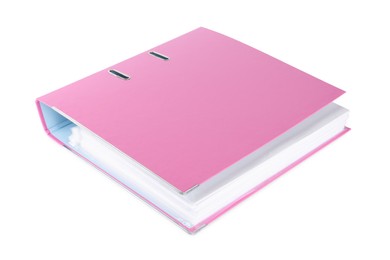 One pink office folder isolated on white