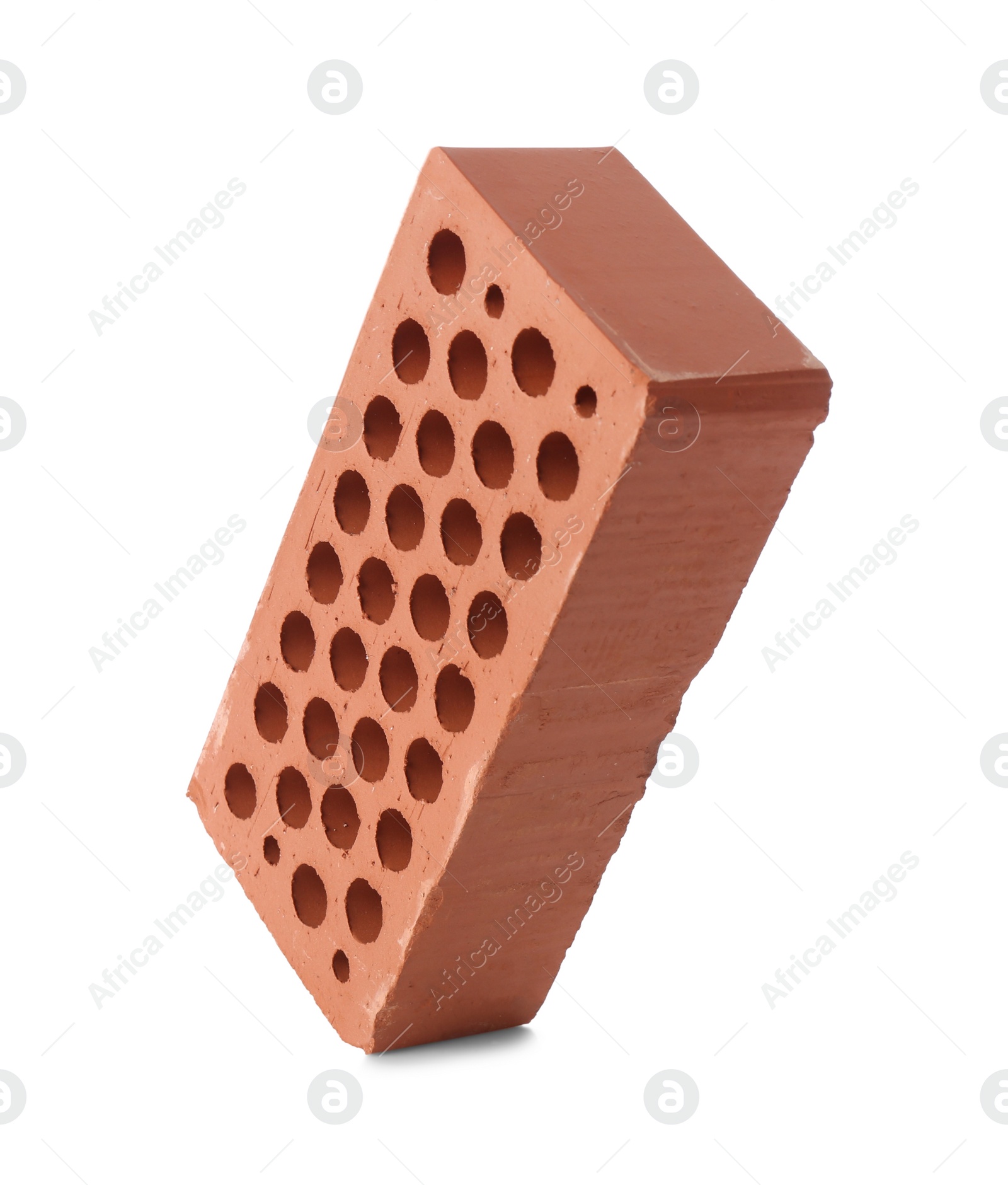 Photo of One red brick isolated on white. Building material