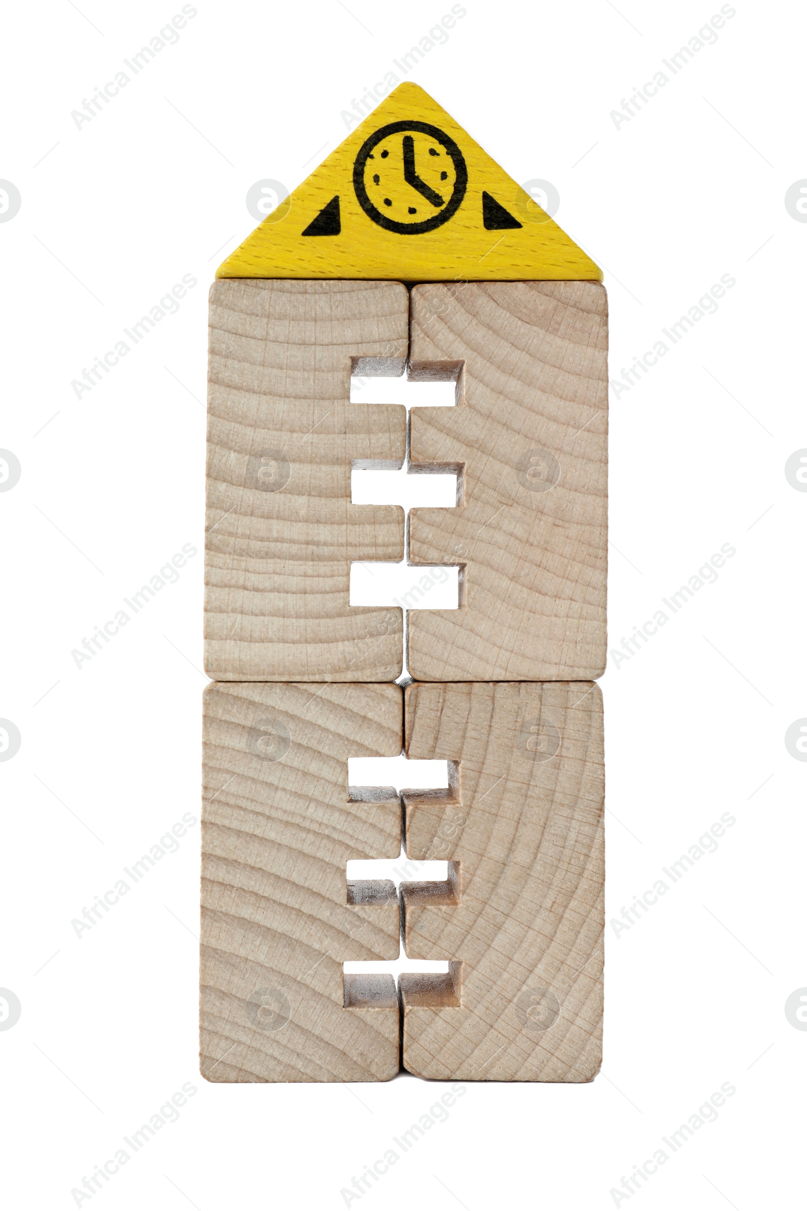 Photo of Wooden building isolated on white. Children's toy