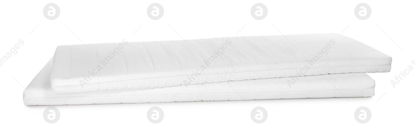 Photo of Two new comfortable mattresses isolated on white