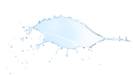 Splash of clear water on white background
