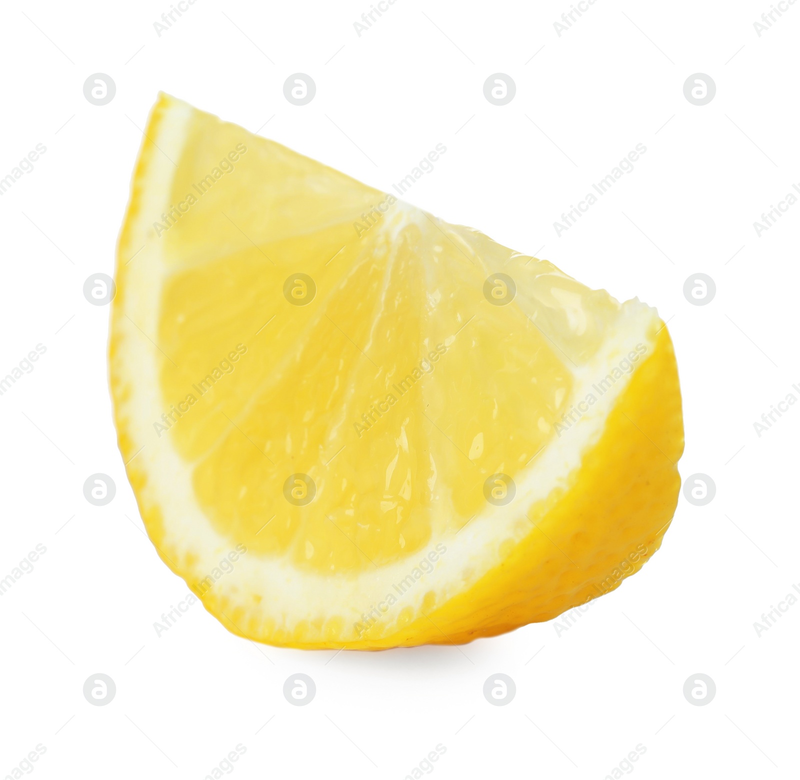 Photo of Slice of fresh lemon isolated on white