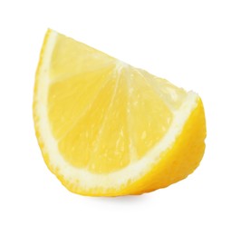 Photo of Slice of fresh lemon isolated on white