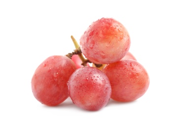 Photo of Delicious ripe red grapes isolated on white