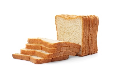 Sliced toast bread on white background