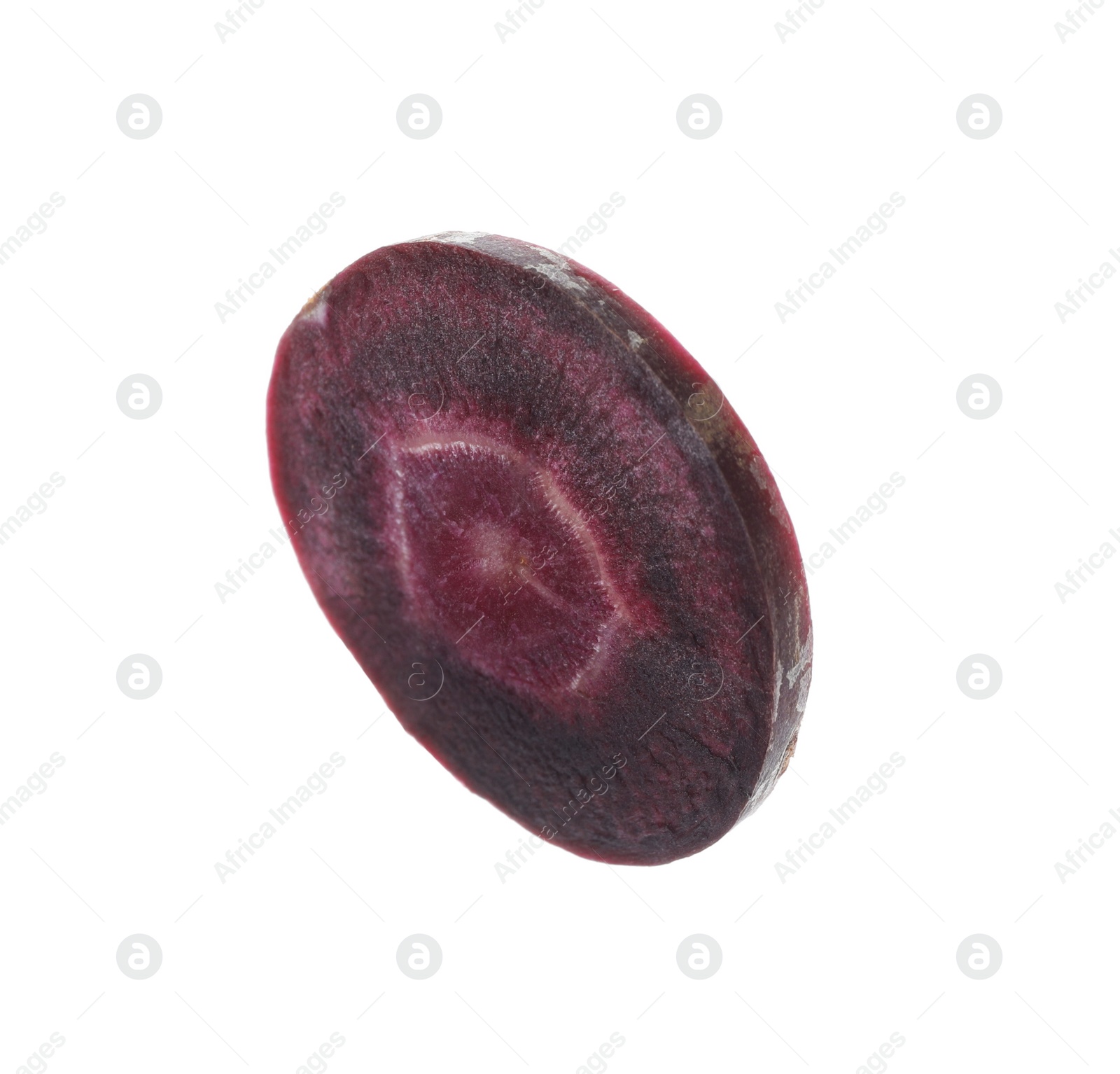 Photo of Slice of raw purple carrot isolated on white