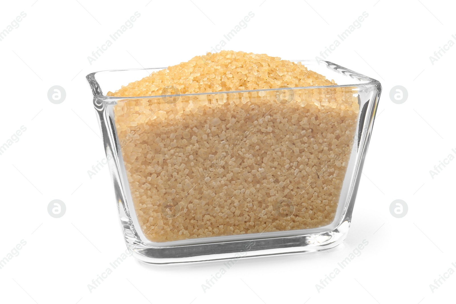 Photo of Brown sugar in glass bowl isolated on white