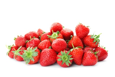 Delicious ripe strawberries on white background