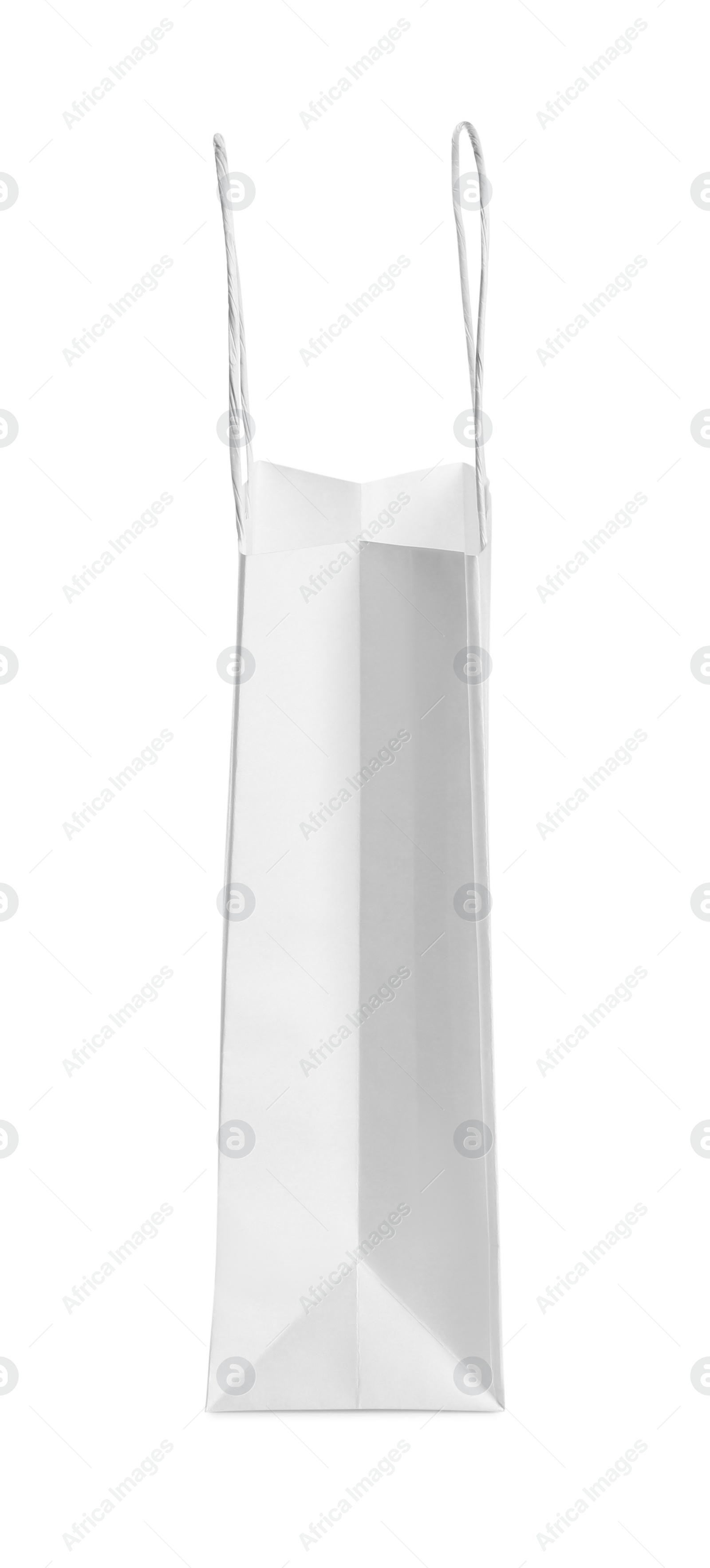 Photo of One paper bag isolated on white. Mockup for design