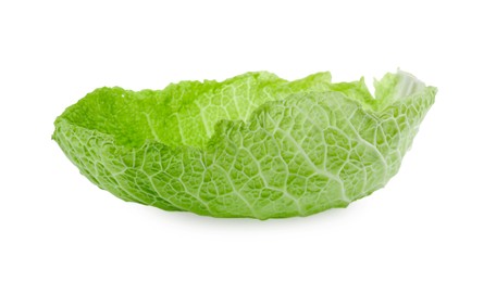 Photo of Fresh leaf of savoy cabbage isolated on white