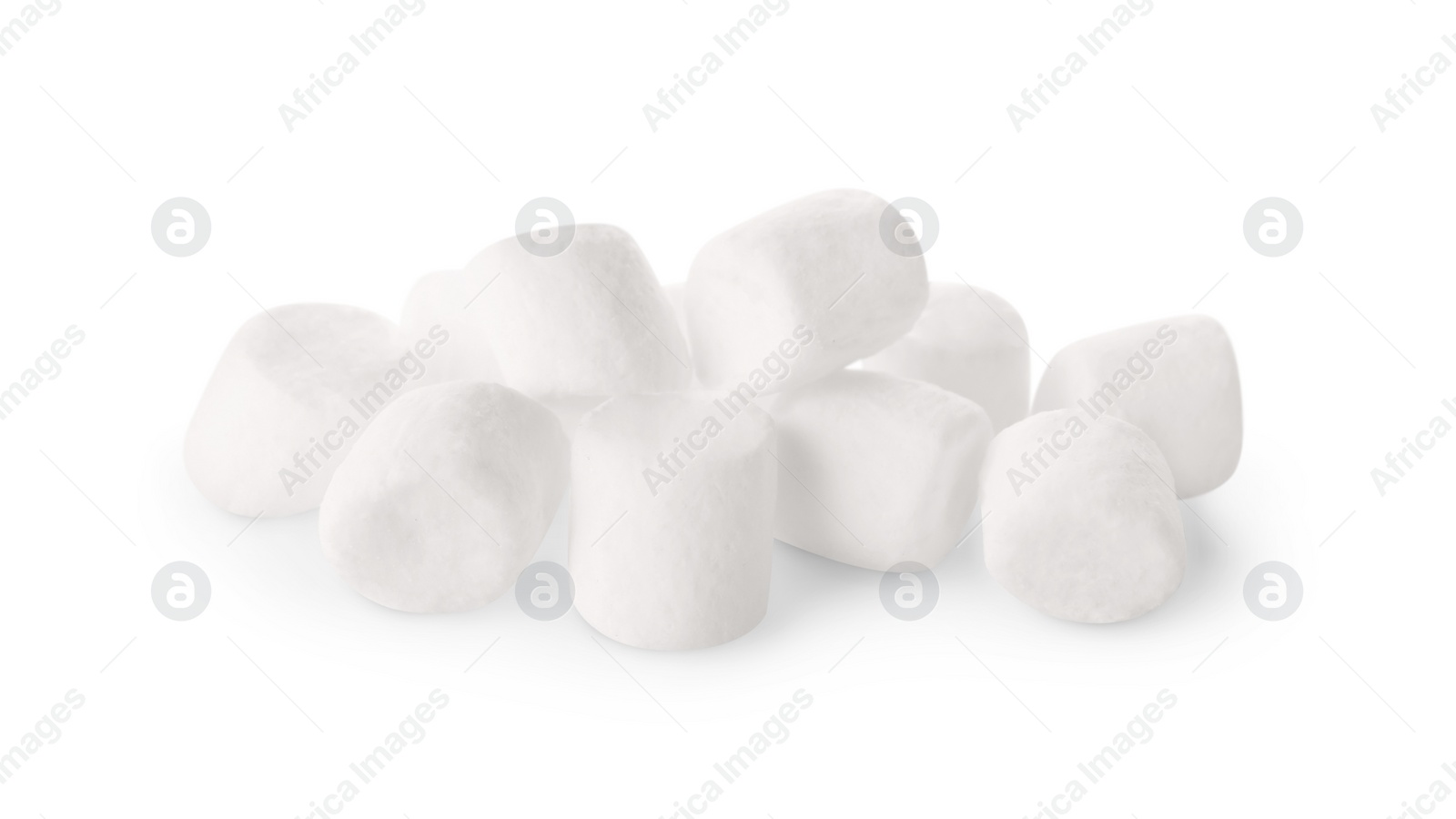 Photo of Pile of sweet puffy marshmallows isolated on white