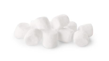 Photo of Pile of sweet puffy marshmallows isolated on white