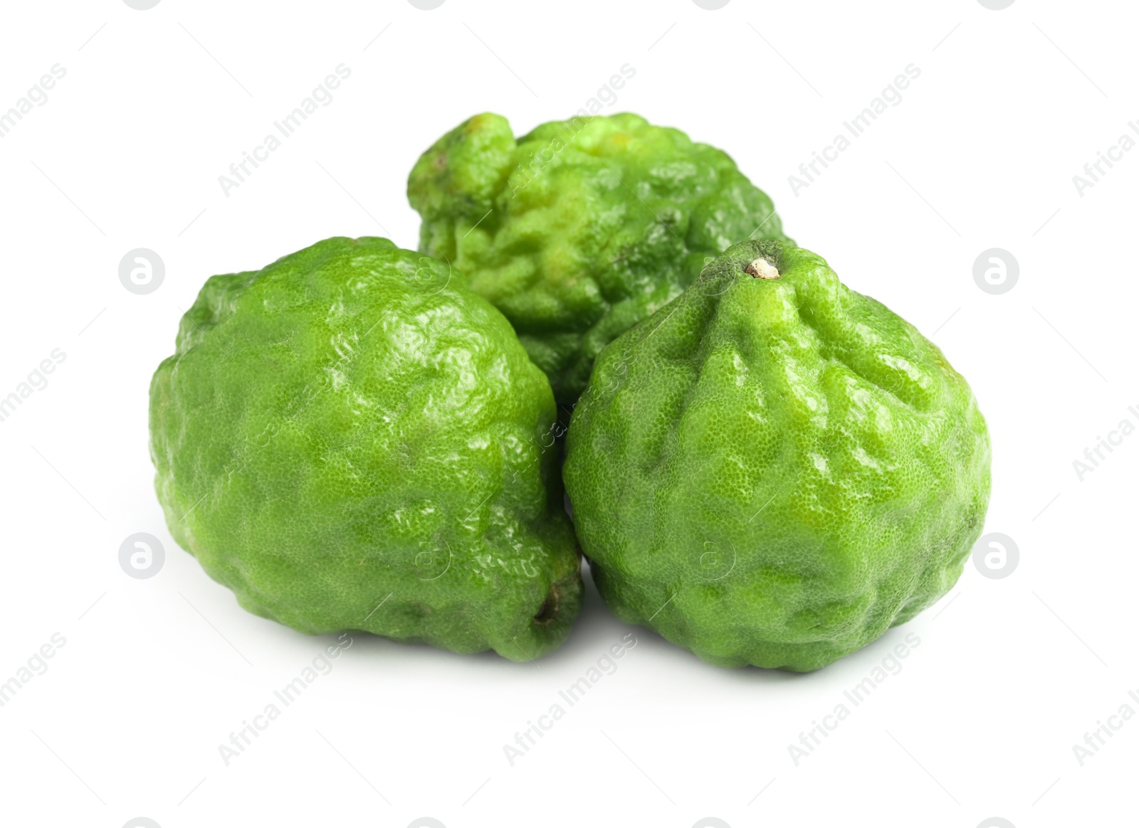 Photo of Fresh ripe bergamot fruits on white background