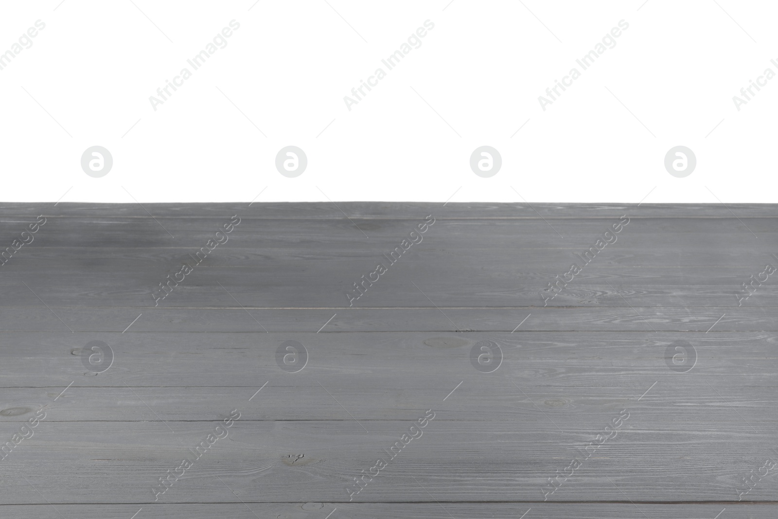 Photo of Empty grey wooden surface isolated on white