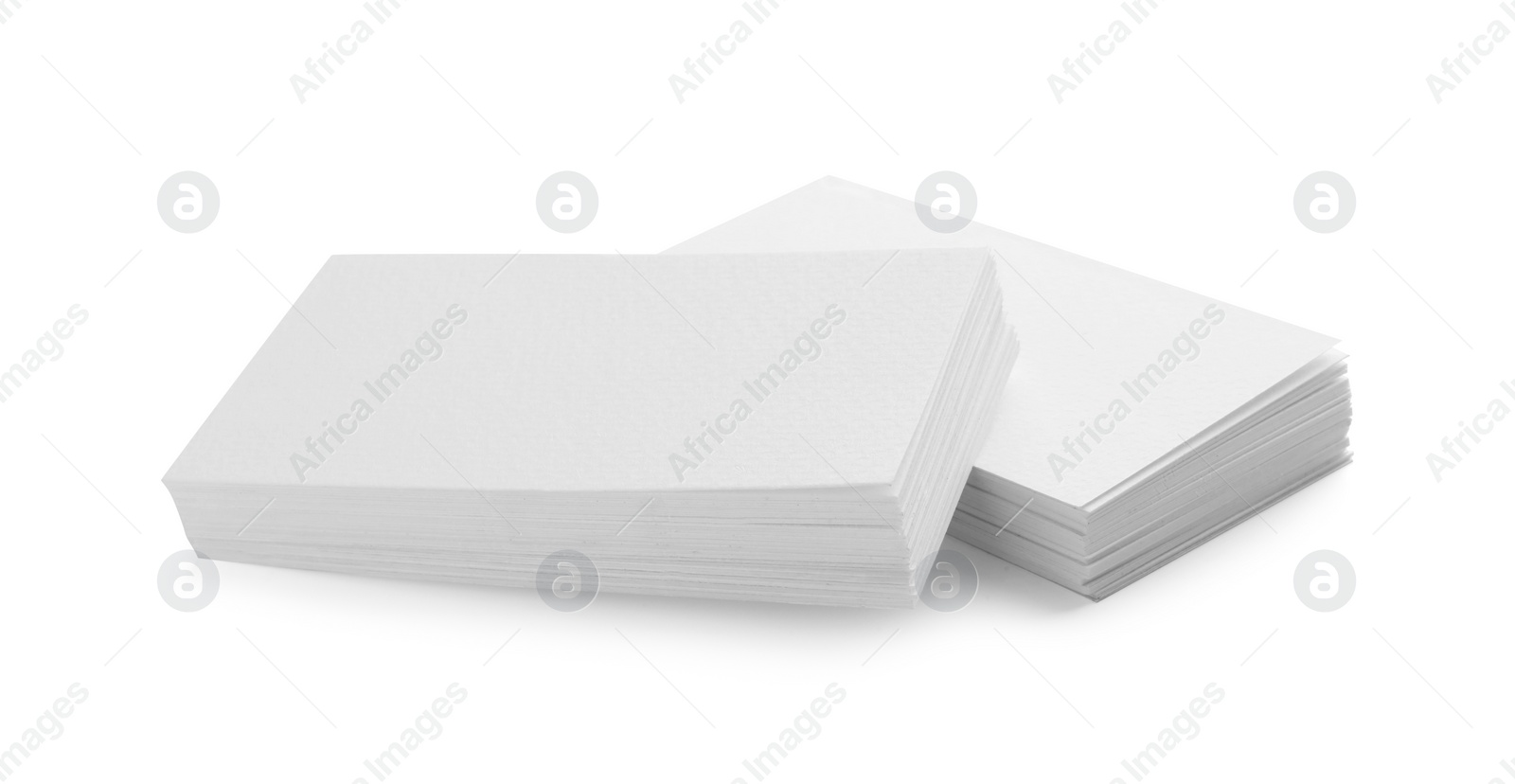 Photo of Blank business cards isolated on white. Mockup for design