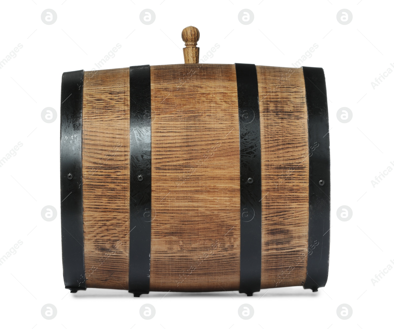 Photo of One traditional wooden barrel isolated on white