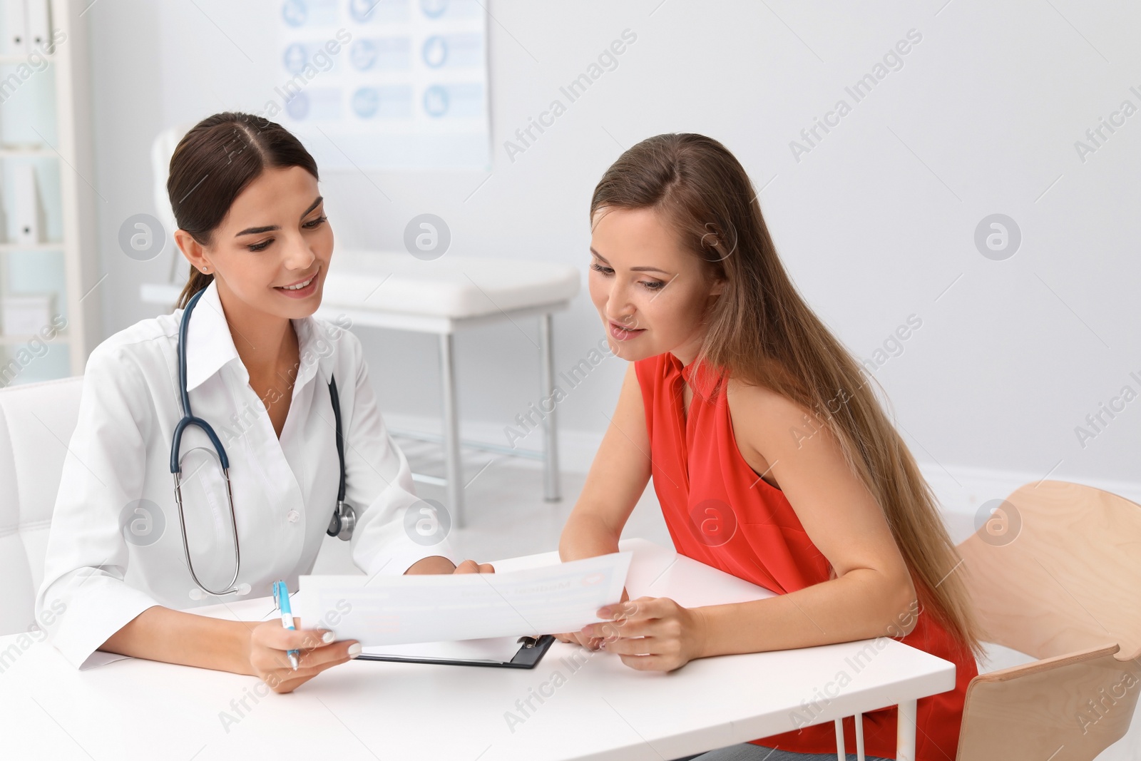 Photo of Patient having appointment with doctor in hospital