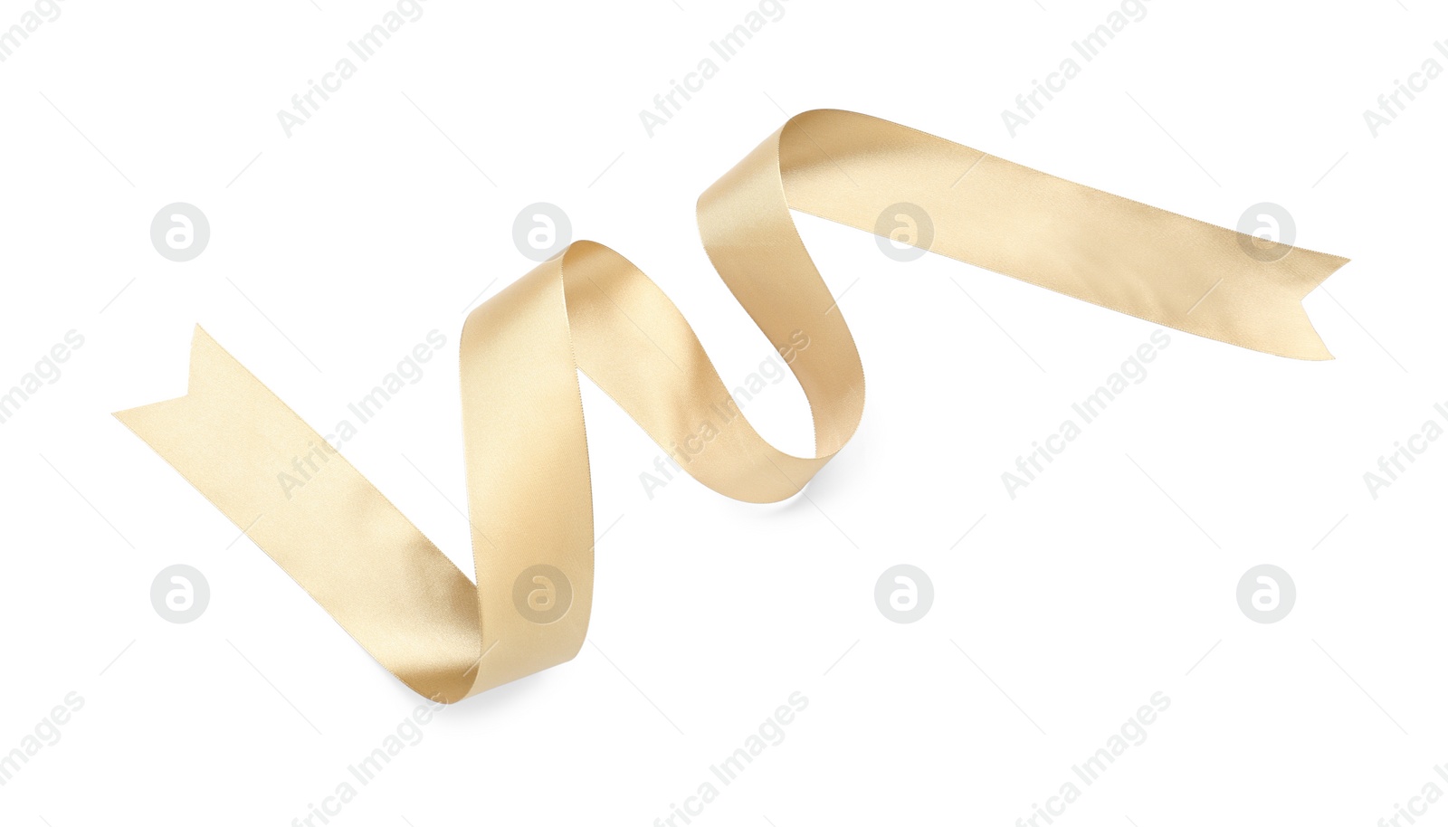 Photo of Beautiful ribbon isolated on white, top view