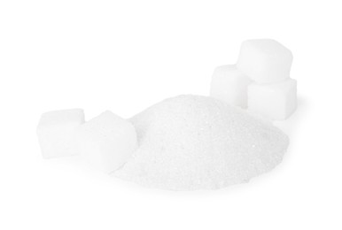 Photo of Different types of sugar isolated on white