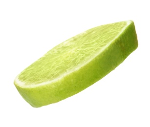 Photo of Slice of fresh lime on white background