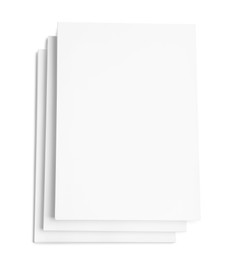 Photo of Stack of paper sheets on white background, top view